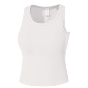 Soutien-gorge de yoga blanc à dos nageur côtelé avec coupe ajustée élastique