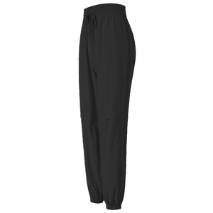 Women's black high-waisted cargo joggers with drawstring and elastic ankle cuffs