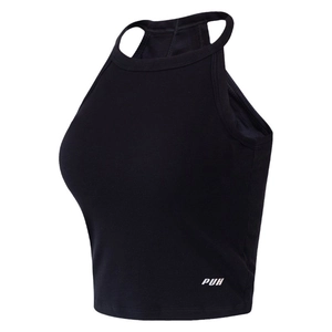 Débardeur de Yoga Dos Nu Femme Crop Top Côtelé Avec Coussinets de Poitrine Épaules Dénudées Viscose Élasthanne Gilet Fitness