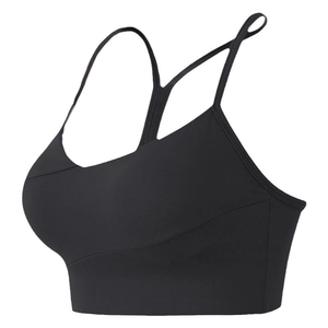 Soutien-gorge de sport noir à haute élasticité avec bretelles fines et dos en Y