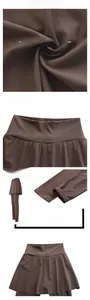 Détails du legging-jupe de yoga marron foncé en tissu modal et taille large élastique