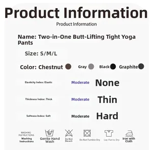 Guide des tailles détaillé et instructions de lavage pour pantalon de yoga 2 en 1