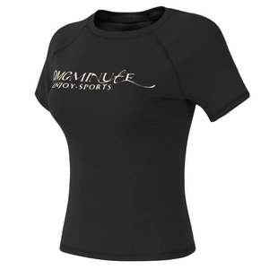 T-shirt de yoga noir ajusté à col rond avec lettrage pour entraînement professionnel