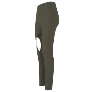 Leggings de yoga taille haute vert olive avec découpes sexy et détails de chaîne en métal