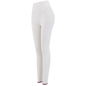 Leggings bianchi da yoga a vita alta con bordo rosso e tessuto modellante