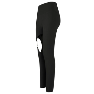 Pantalon de yoga noir sexy avec découpes, chaîne en métal et taille haute gainante