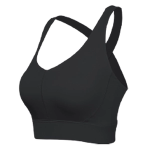Schwarzer Sport-BH mit hoher Stützkraft und breiten Trägern für Fitness und Yoga