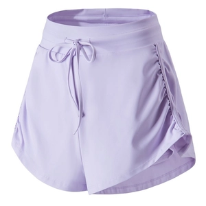 Women's High Waist Sports Shorts 2-in-1 Running Fitness Shorts Ruched Side With Drawstring Breathable Quick Dry Yoga Shorts