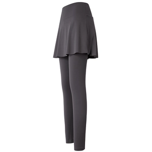 Leggings Jupe de Yoga 2-en-1 Femme Taille Haute Remonte-fesses Contrôle du Ventre pour Course Tennis Fitness Pantalon-jupe de Sport