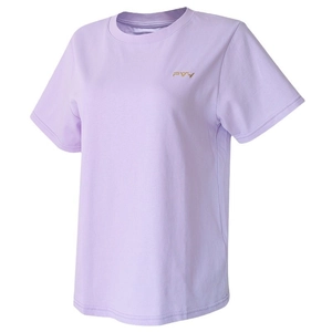 T-shirt de yoga lavande ample avec logo PVY doré pour l'entraînement fitness