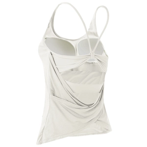 Top sportivo da yoga avorio con spalline incrociate sulla schiena e imbottiture
