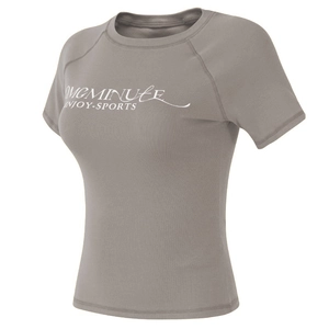 T-shirt de yoga gris clair à manches courtes et col rond avec lettrage de sport