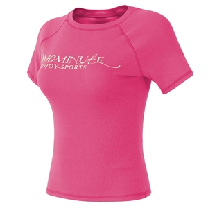 T-Shirt de Yoga Ajusté pour Femmes Col Rond Impression de Lettres Manches Courtes Haut Sportif en Coton