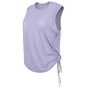 Women's Sleeveless Yoga Tank Top Side Drawstring Ruched Sports Vest Loose Breathable Quick Dry Running Fitness Workout Gym Top