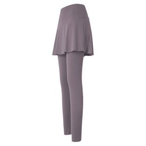 Leggings de yoga 2 en 1 violets à taille haute avec jupe de sport pour femmes