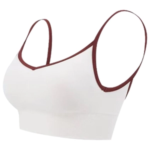 Soutien-gorge de Sport pour Femmes à Fines Bretelles Couleur Contrastée Haut de Yoga Antichoc Gilet de Fitness avec Coussinets Intégrés
