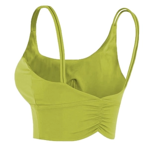 Soutien-gorge de sport vert à haute élasticité avec doubles bretelles fines