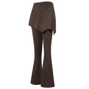 Pantalon de Yoga Évasé à Taille Haute pour Femmes Avec Jupe Portefeuille Asymétrique Leggings Fitness pour Pilates