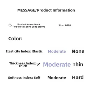 Guide des tailles et détails du tissu pour haut de sport yoga à col en V