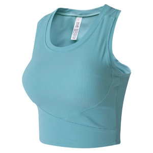 Women's Ribbed Sports Tank Top Cross Hem Yoga Fitness Bra Nylon Spandex Breathable Workout Top Activewear