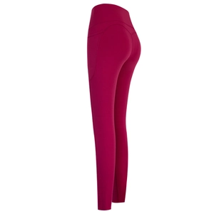 Hoch taillierte rosenrote Yoga-Leggings mit Seitentaschen und Push-up-Effekt