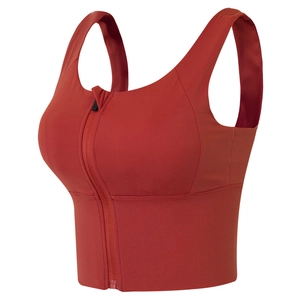 Soutien-gorge de Sport à Fort Impact pour Femmes Fermeture Éclair Avant Antichoc Sans Armatures Yoga Fitness Haut Rembourré