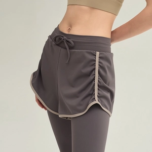 Pantalon de yoga 2 en 1 pour femmes avec cordon de serrage et legging de sport slim