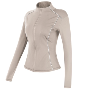Veste de Sport Femme Coupe Ajustée Entièrement Zippée Doublée Polaire Col Montant Haut de Course Fitness Yoga
