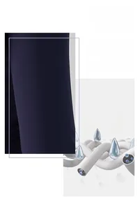 Dettaglio del tessuto blu scuro per yoga con tecnologia traspirante per il sudore