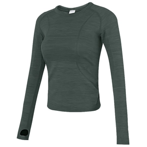Women Seamless Yoga Top Long Sleeve Slim Fit Sportswear Breathable Running Gym Training Workout Active Top With Thumbholes