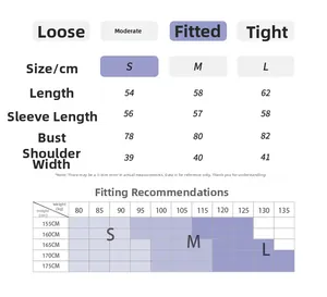 Detaillierte Größentabelle für Damen Slim Fit Langarm Yoga-Shirts mit Maßangaben
