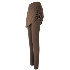 Kaffeebraune High-Waist Yoga Rock-Leggings mit Kordelzug für Fitness und Laufen im Freien