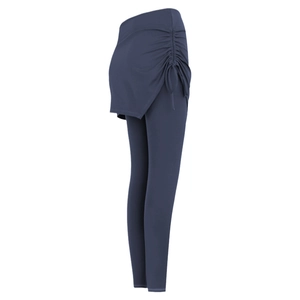 Leggings sportivi 2-in-1 blu scuro da donna con gonna a coulisse e design a vita alta