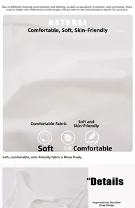 Dettaglio reggiseno sportivo bianco con spalline asimmetriche e tessuto morbido