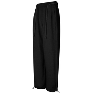 Schwarze Sporthose mit hohem Bund, Kordelzug und verstellbarem Beinabschluss