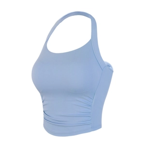 Reggiseno Sportivo Yoga Allacciato al Collo da Donna Top da Allenamento con Fianchi Arricciati e Imbottiture Rimovibili
