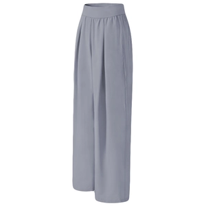 Pantaloni sportivi a gamba larga a vita alta in grigio scuro con dettagli plissettati