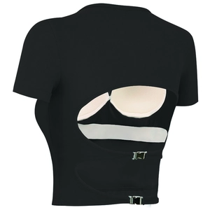 Haut de sport noir dos nu avec coussinets amovibles et boucle métallique robuste
