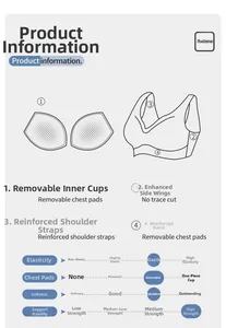 Detail view of sports bra features including removable cups and high-strength support stability