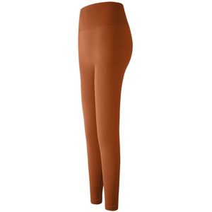 Leggings de fitness sans couture taille haute orange caramel avec effet push-up sculptant