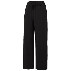 Pantaloni sportivi neri a vita alta e gamba larga con coulisse e vestibilità comoda