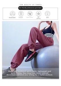 Breathable high-waist joggers in deep red with quick-dry moisture-wicking fabric