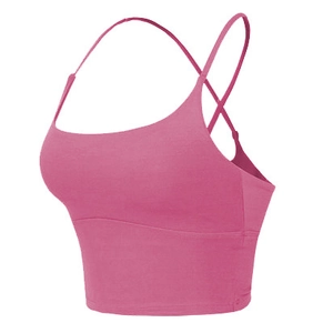 Reggiseno sportivo rosa con spalline incrociate e tessuto elasticizzato traspirante