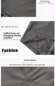 Dettaglio degli shorts yoga grigi a vita alta con controllo addominale e cuciture push-up