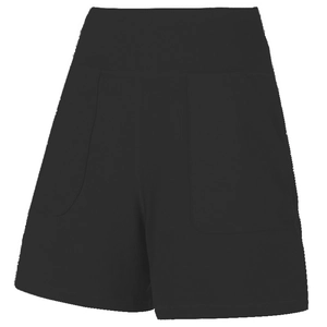 Women's high waist black yoga shorts with tummy control and side pockets for fitness