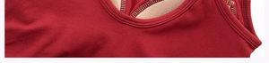 Detail view of ribbed yoga bra fabric and breathable honeycomb removable pads
