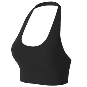Brassière de sport noire à licou pour femme, idéale pour le yoga et le fitness, dos nu
