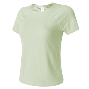 Slim fit light green yoga t-shirt with breathable textured fabric and raglan sleeves