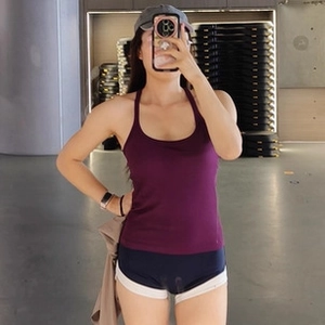 Damen Stoßfest Schnelltrocknend Yoga Sport Tanktop Mit Brustpolstern Geripptes Racerback Athletik Weste Für Fitnessstudio Training