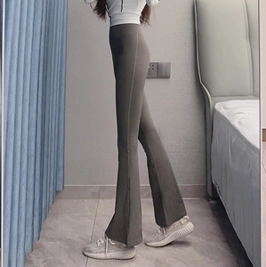 Pantaloni da yoga a zampa grigio scuro a vita alta con controllo pancia e vestibilità slim